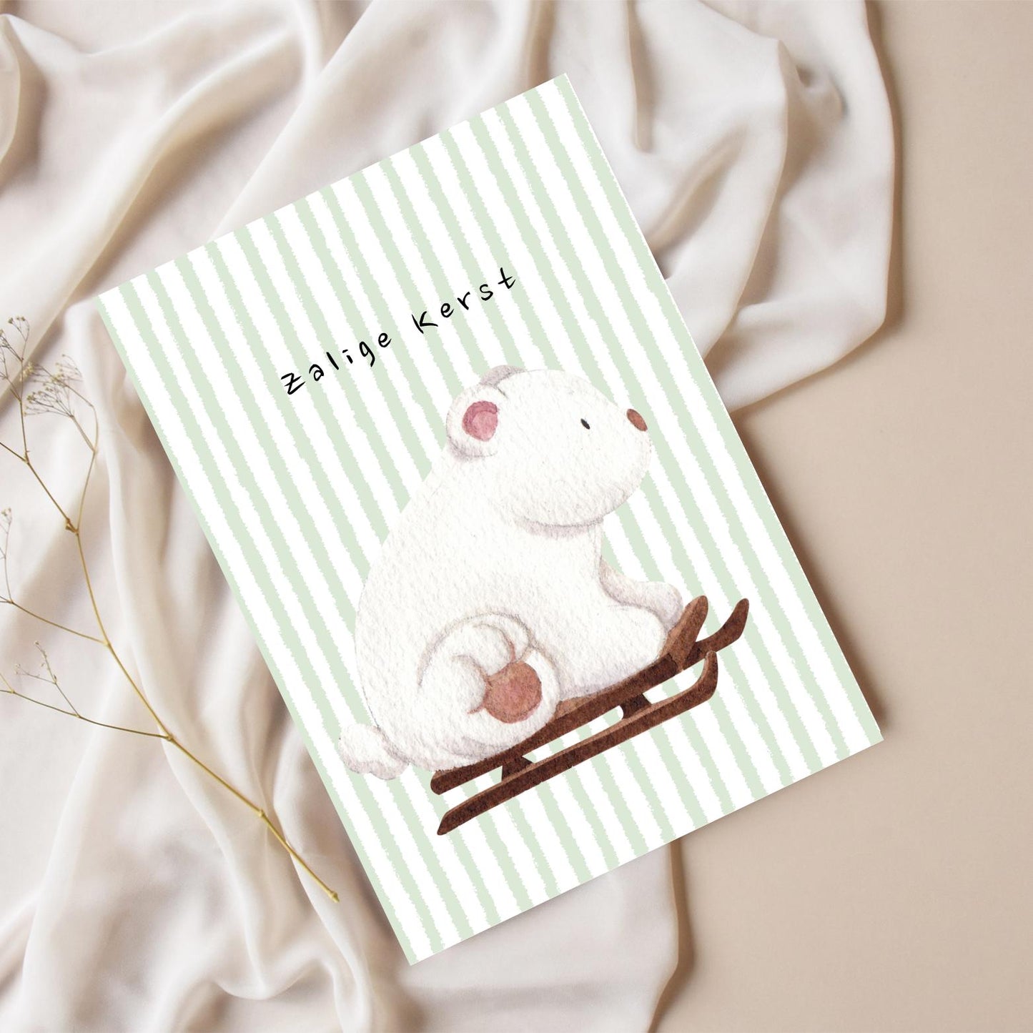 Zalige Kerst ijsbeer op slee