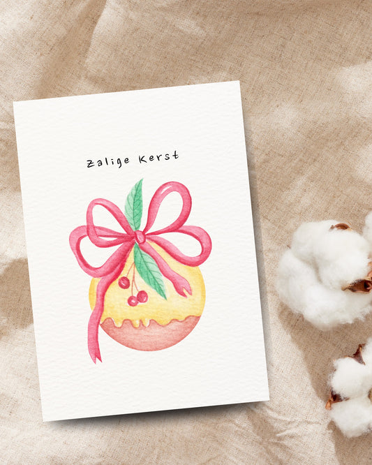 Zalige kerst kerstbal met strik