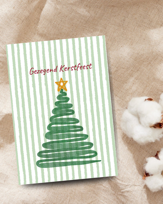 Christelijke kerstkaart Gezegend Kerstfeest met kerstboom