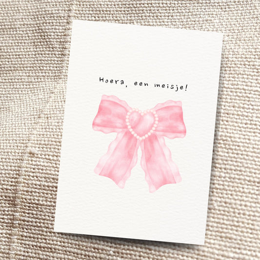 Hoera een meisje kaart