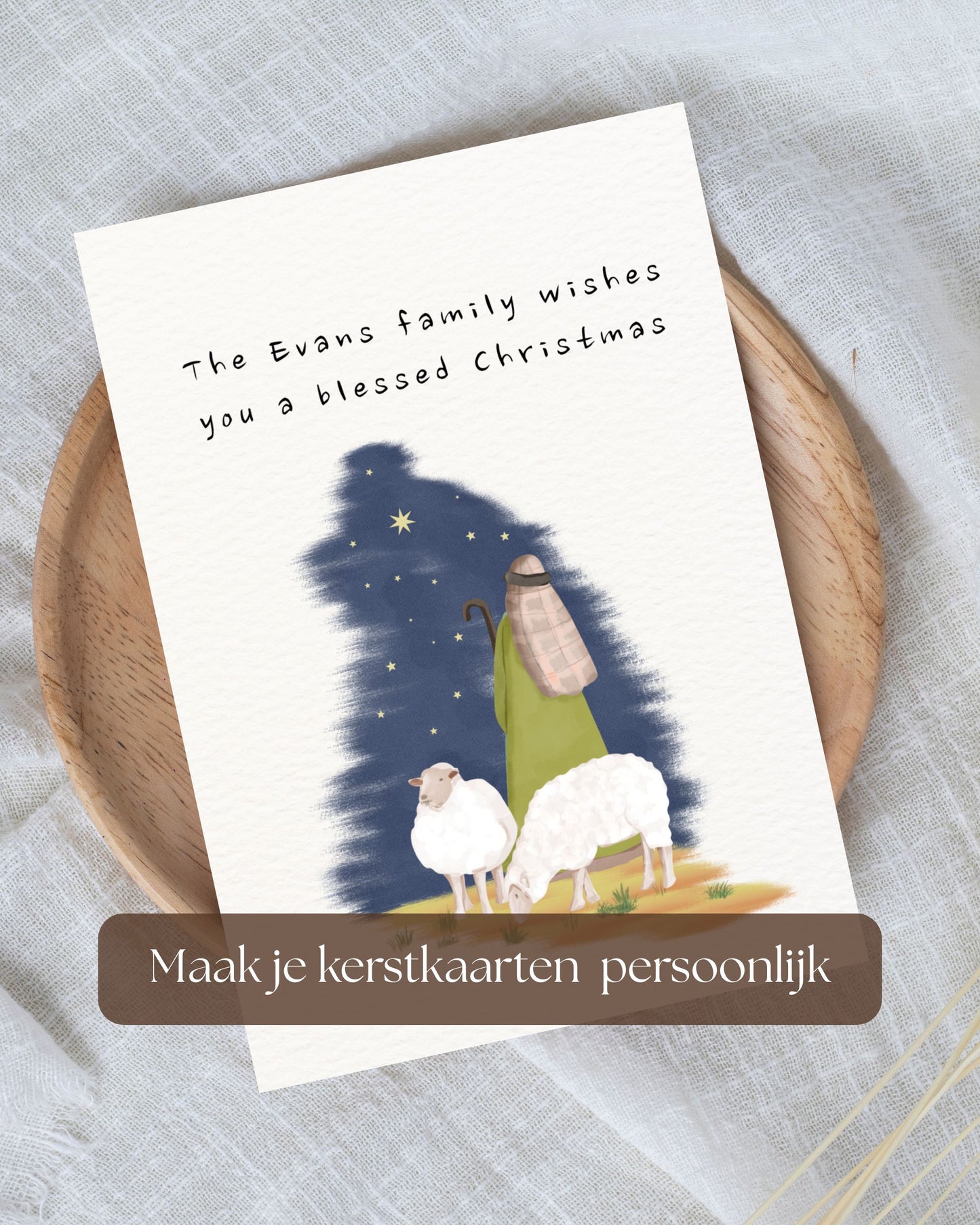 Een ster scheen in het oosten Christelijke kerstkaart