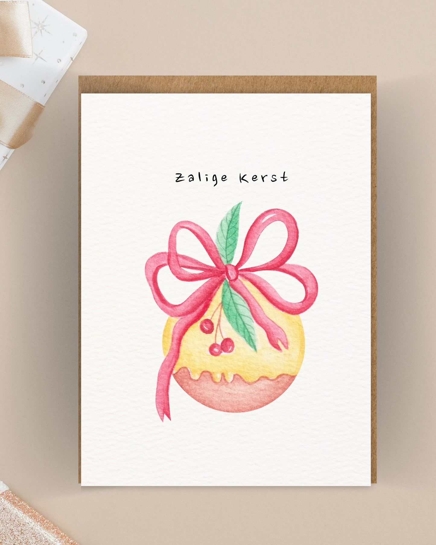 Zalige kerst kerstbal met strik