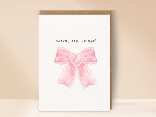 Hoera een meisje kaart