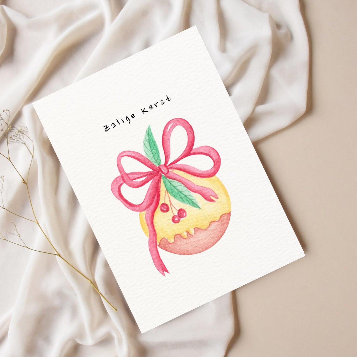 Zalige kerst kerstbal met strik